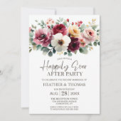 Bourgondische bloemenbruiloft na feest kaart (Voorkant)