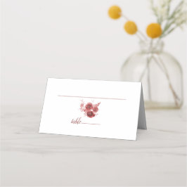 Bourgondische bloemenbruiloft plaatskaartje