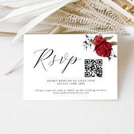 Bourgondische bloemenbruiloft QR-code RSVP-kaart RSVP Kaartje