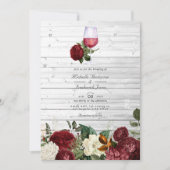 Bourgondische bloemencode QR Code RSVP Wijnproever Kaart (Voorkant)