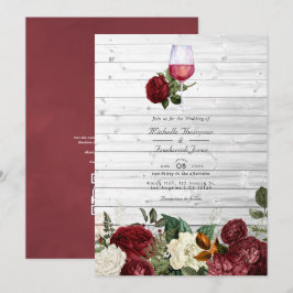 Bourgondische bloemencode QR Code RSVP Wijnproever Kaart