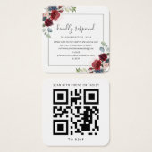 Bourgondische bloemencode QR Code Trouwwebsite RSV Vierkante Visitekaartjes (Voorkant /achterkant)