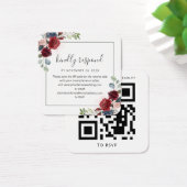 Bourgondische bloemencode QR Code Trouwwebsite RSV Vierkante Visitekaartjes (Bureau)