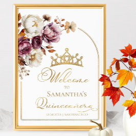 Bourgondische bloemencollectie Quinceanera welkoms Poster