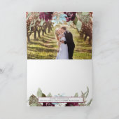 Bourgondische bloemenelegante marine dank u foto kaart (Binnen)