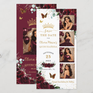 Bourgondische bloemenfotohokje Quinceanera Sweet 1 Save The Date