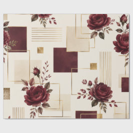 Bourgondische bloemengeometrie cadeaupapier