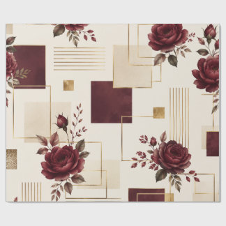 Bourgondische bloemengeometrie cadeaupapier