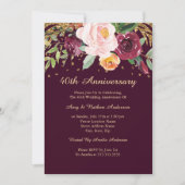 Bourgondische bloemenglitter 40e huwelijksverjaard kaart (Voorkant)