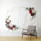 Bourgondische bloemengoud trouwfotocabine achtergr wandkleed (In Situ (horizontaal))