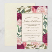 Bourgondische bloemenivoor bruiloft of douche uitn kaart (Voorkant / Achterkant)