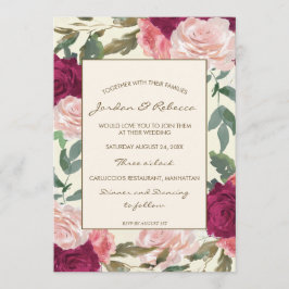 Bourgondische bloemenivoor bruiloft of douche uitn kaart