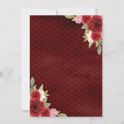 Bourgondische bloemenjurk vlinder quinceanera kaart (Achterkant)