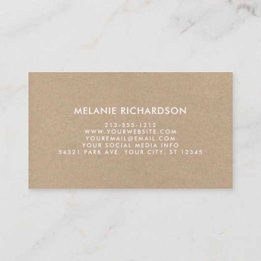 Bourgondische bloemenkalligrafie handgemaakte kraf visitekaartje (Achterkant)