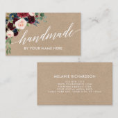 Bourgondische bloemenkalligrafie handgemaakte kraf visitekaartje (Voorkant / Achterkant)