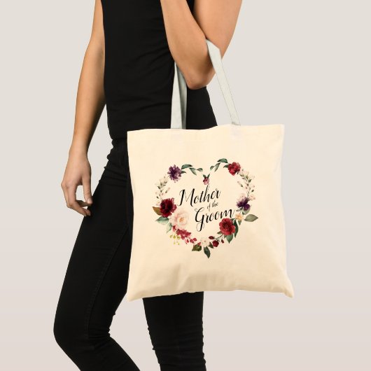 Bourgondische bloemenkrans moeder van de bruidegom tote bag (Voorkant (product))