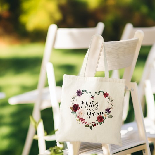 Bourgondische bloemenkrans moeder van de bruidegom tote bag