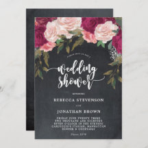 Bourgondische bloemenkrijt bruiloft douche uitnodi