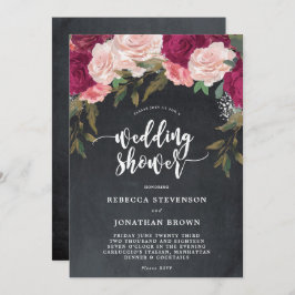 Bourgondische bloemenkrijt bruiloft douche uitnodi kaart