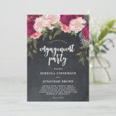 Bourgondische bloemenkrijt verlovingsfeestuitnodig kaart (Staand voorkant)