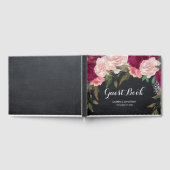 Bourgondische bloemenkrijtbord bruiloft gastenboek (Volledig)