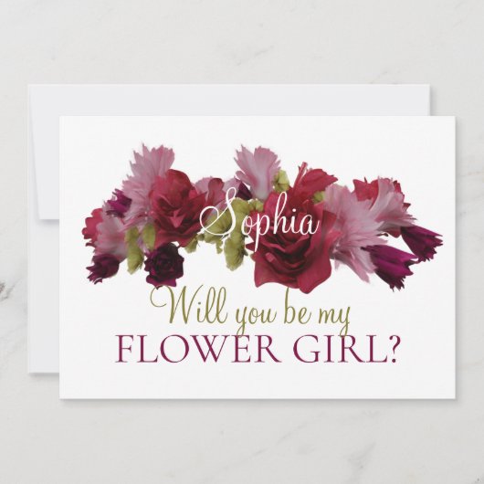 Bourgondische bloemenkroon voor bloemenmeisje of b kaart (Voorkant)