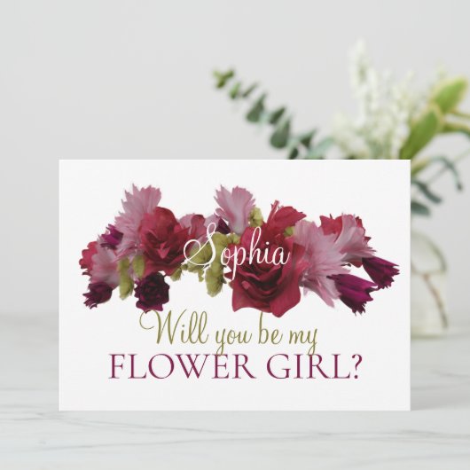 Bourgondische bloemenkroon voor bloemenmeisje of b kaart (Staand voorkant)