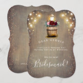 Bourgondische bloemenlantaarn rustieke bruidsmeisj kaart (Voorkant / Achterkant)