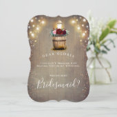 Bourgondische bloemenlantaarn rustieke bruidsmeisj kaart (Staand voorkant)