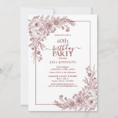  Bourgondische Bloemenlijn Art 60e Verjaardag Kaart (Voorkant)