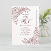  Bourgondische Bloemenlijn Art 60e Verjaardag Kaart (Staand voorkant)