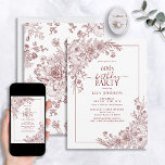 Bourgondische Bloemenlijn Art 60e Verjaardag Kaart<br><div class="desc">Vier een mijlpaal in stijl met onze Bourgondische Floral Line Art 60th Birthday Invitation. Van de handgeletterde kalligrafie tot de hoekopstellingen voor lijnkunst in het elegante Bourgogne, deze uitnodiging zet de toon voor uw speciale dag. Met het bijpassende bloemenpatroon op de achterkant van elke kaart weet iedereen zeker dat dit...</div>
