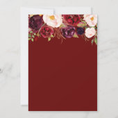 Bourgondische bloemenrepetitie herfst diner uitnod kaart (Achterkant)