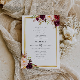 Bourgondische bloemenrepetitie herfst diner uitnod kaart