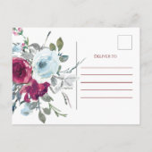 Bourgondische bloemenrustieke bruiloft dank u briefkaart (Achterkant)