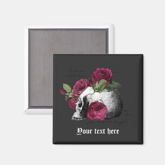 Bourgondische bloemenschedel gotische bruiloft magneet (Voorkant / Achterkant)