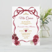 Bourgondische bloemensjerlintint met gouden kroon  kaart (Staand voorkant)