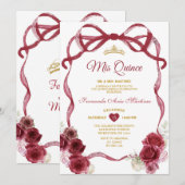 Bourgondische bloemensjerlintint met gouden kroon  kaart (Voorkant / Achterkant)