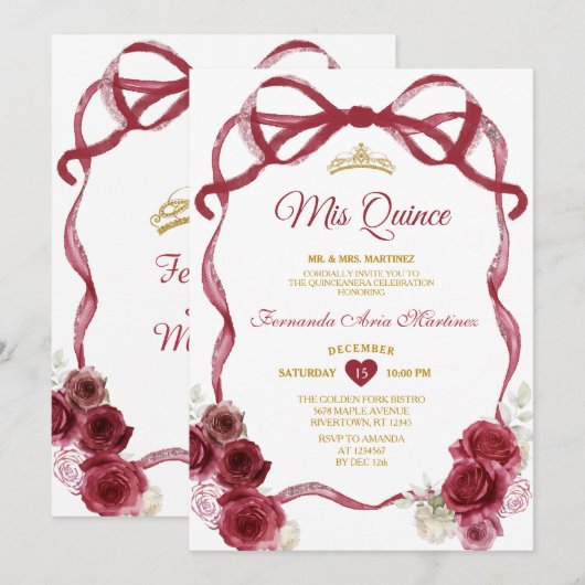 Bourgondische bloemensjerlintint met gouden kroon  kaart (Voorkant / Achterkant)