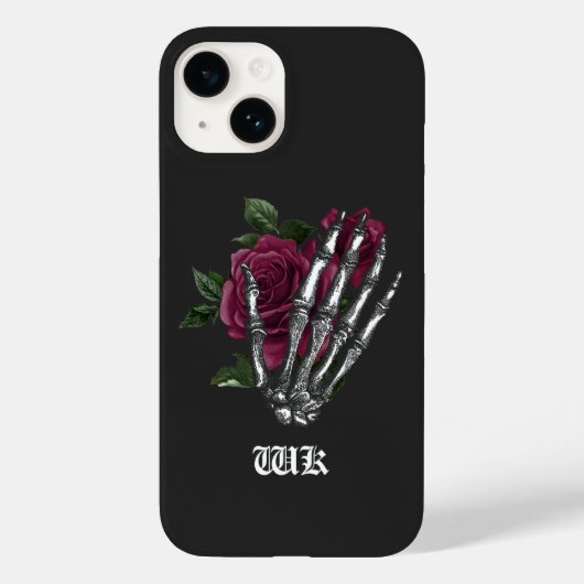 Bourgondische bloemenskelet gotisch Case-Mate iPhone case (Achterkant)