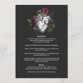 Bourgondische bloemenskelet gotische bruiloft menu (Achterkant)