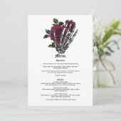 Bourgondische bloemenskelet gotische bruiloft menu (Staand voorkant)