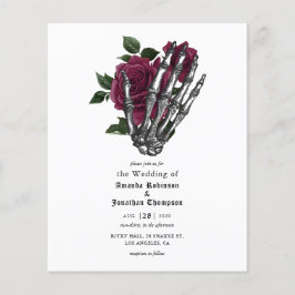 Bourgondische bloemenskelet gotische trouwuitnodig flyer