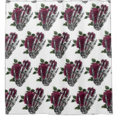 Bourgondische bloemenskelet hand gotisch douchegordijn (Voorkant)