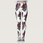 Bourgondische bloemenskelet hand gotisch leggings (Voorkant)