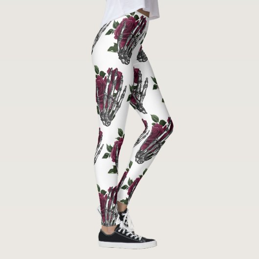 Bourgondische bloemenskelet hand gotisch leggings (Rechts)
