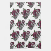 Bourgondische bloemenskelet hand gotisch theedoek (Verticaal)