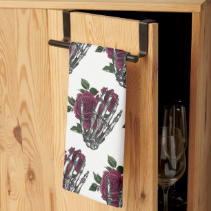 Bourgondische bloemenskelet hand gotisch theedoek