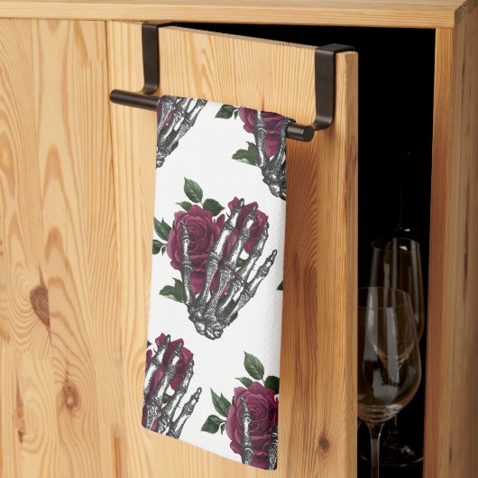 Bourgondische bloemenskelet hand gotisch theedoek (Derde Gevouwen)