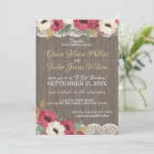 Bourgondische bloemensluiers rustieke BBQ-huwelijk Kaart (Staand voorkant)